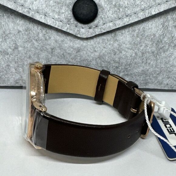 Jedir M.6014 Men Black Leather Strap Analog White Dial Quartz Wrist Watch JNA61 - Picture 8 of 12